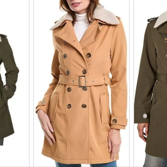 Trench Coat Removable Sherpa Collar Nicole Miller Soft Shell - Picture 3 of 5